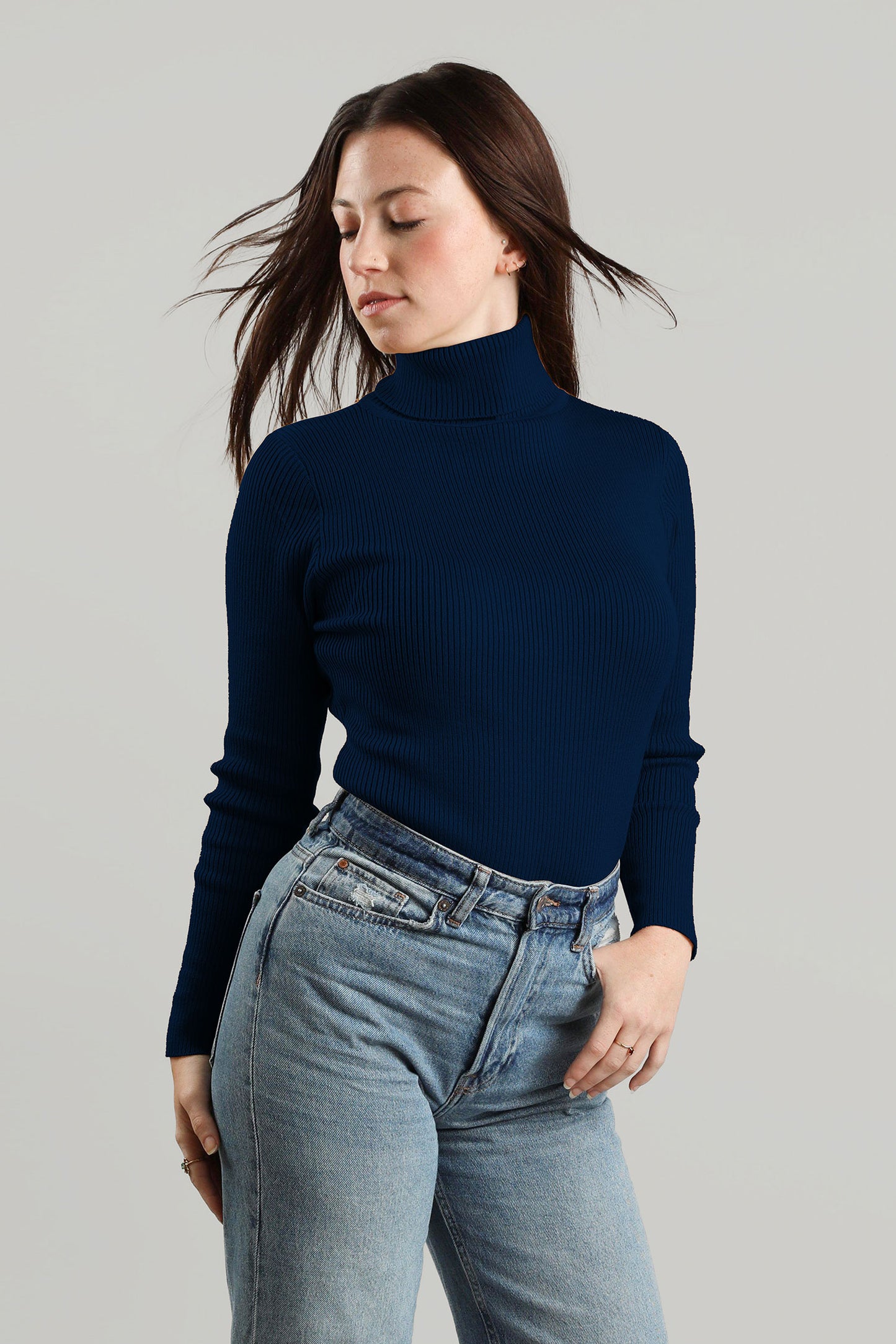 Women's Turtleneck Sweater - Navy