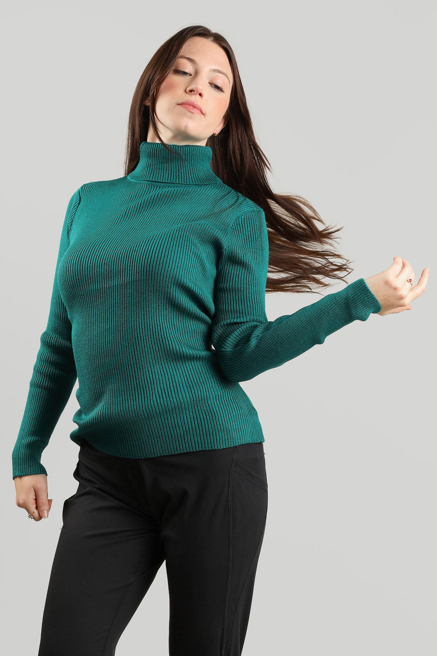 Women's Turtleneck Sweater - Teal